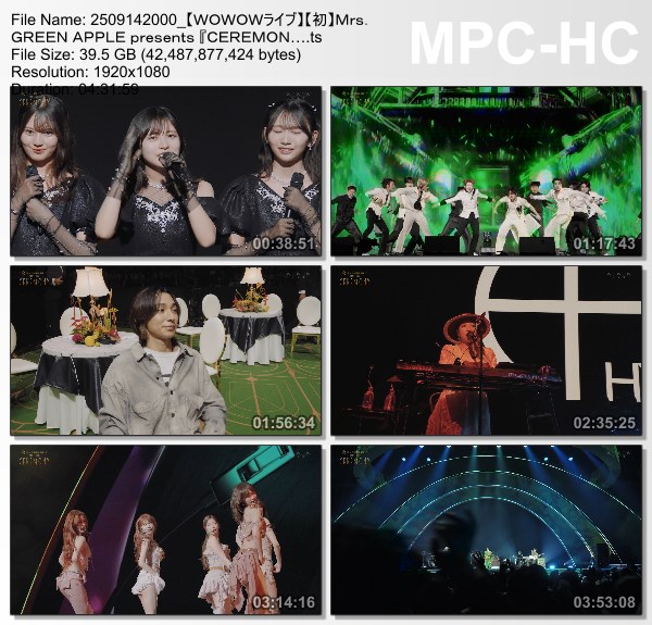 [TV-Variety] Mrs. GREEN APPLE presents ‘CEREMONY’ (WOWOW Live 2025.09.14)