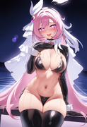 1girl, elysia (herrscher of human_ego) (honkai impact), NDGD, {reverse bunnysuit s-4239485298