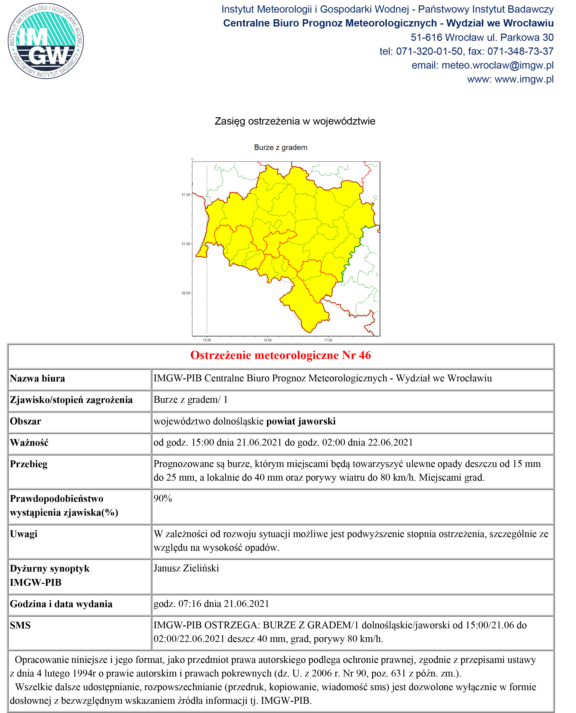 ostrzeżenie meteorologiczne