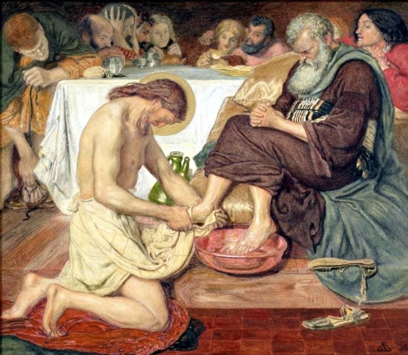 Иисус, омывающий ноги апостолу Петру. Художник Ф.-М. Браун