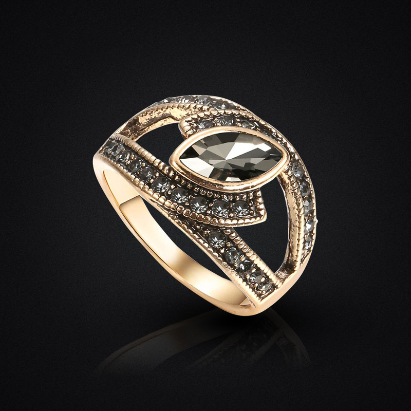 Vintage Gold Color Crystal Ring Bohemian Ethnic Women Wedding Jewelry Gifts NEW