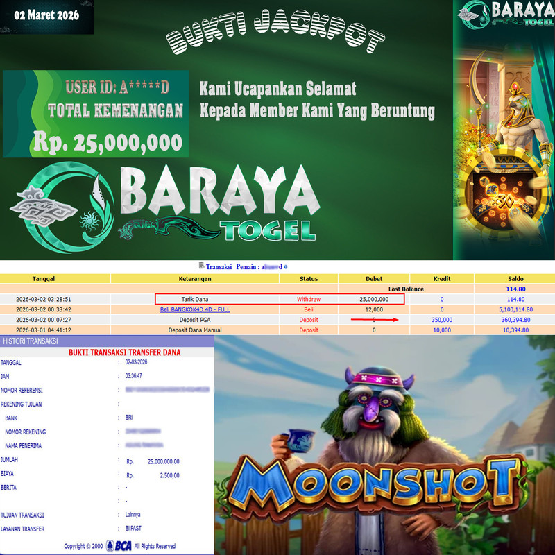 Rp. 25.000.000.- WD LUNAS DI BARAYATOGEL