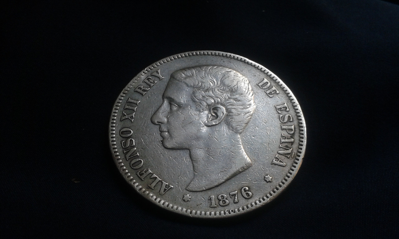 5 pesetas 1876 (*// *76). Alfonso XII. 20210427-051017