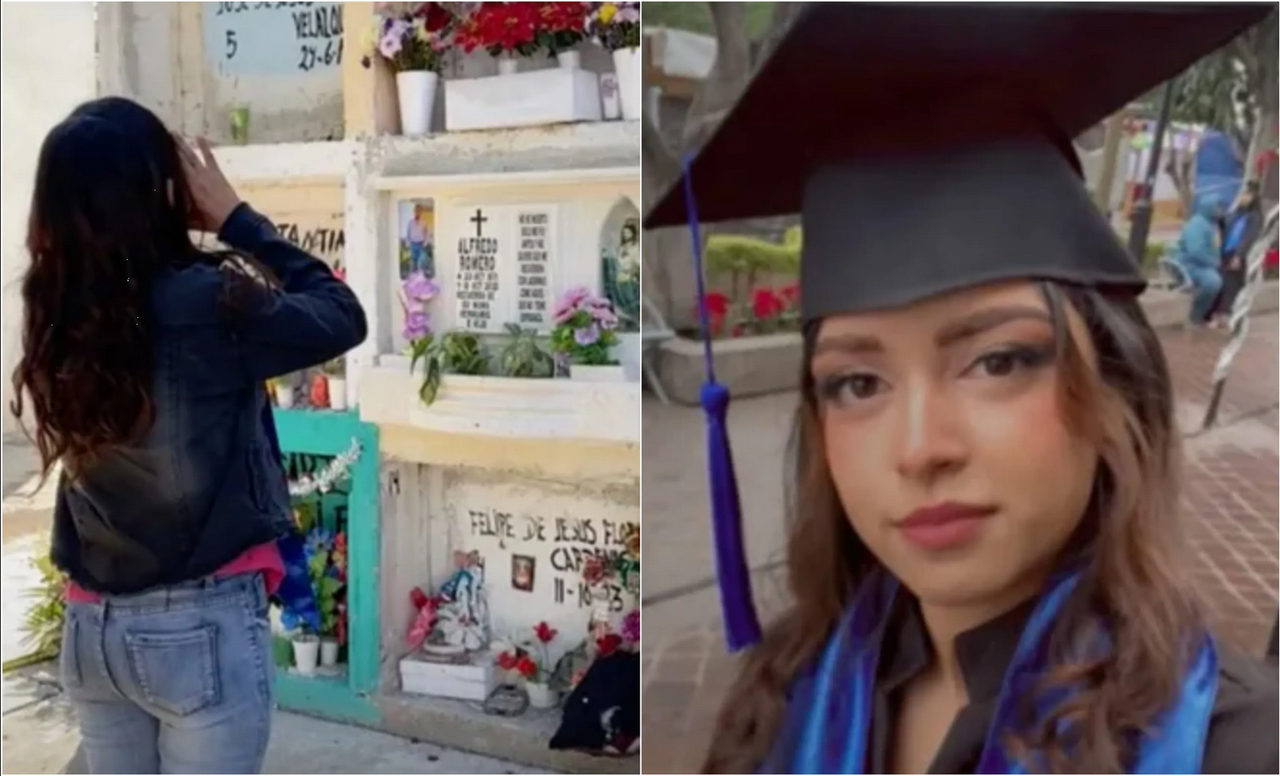 Estudiante acude al cementerio para avisarle a su abuelito que se había graduado