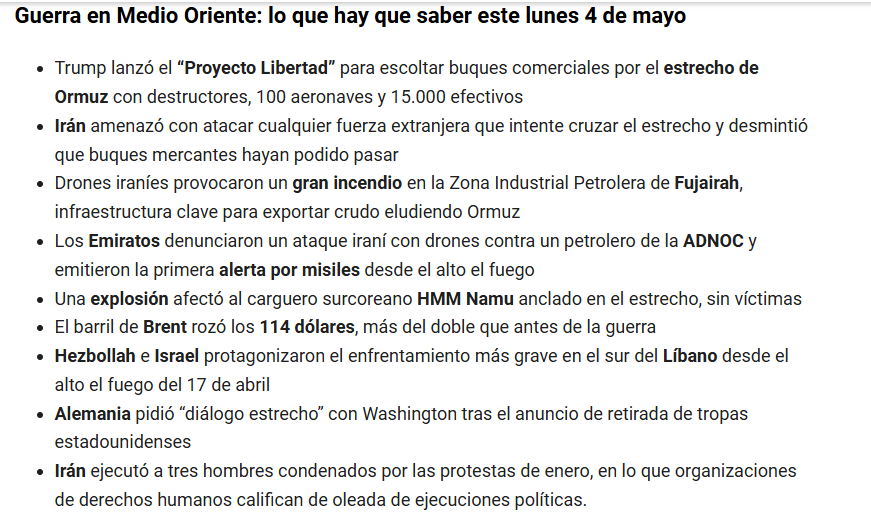 Guerra en Medio Oriente: lo que hay que saber este lunes 4 de may - Seguridad en Oriente Medio y Tráfico Aéreo
