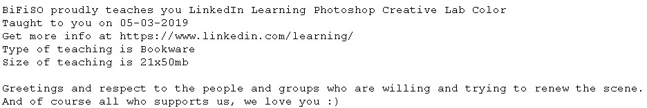 LINKEDIN LEARNING PHOTOSHOP CREATIVE LAB COLOR-BiFiSO LINKEDIN LEARNING PHOTOSHOP CREATIVE LAB COLOR-BiFiSO