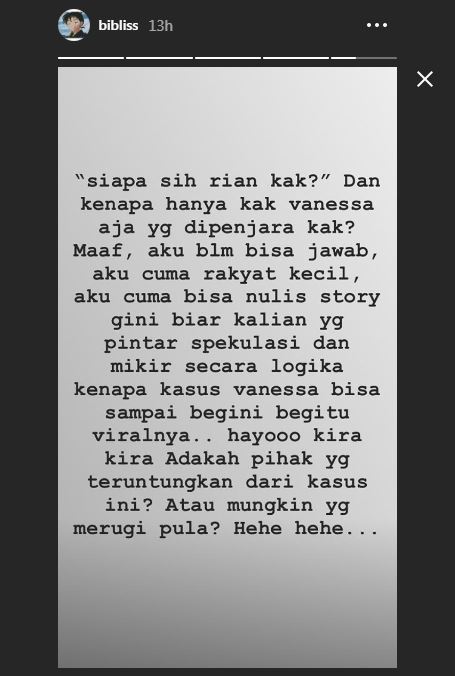 Insta Story Bibi Ardiansyah