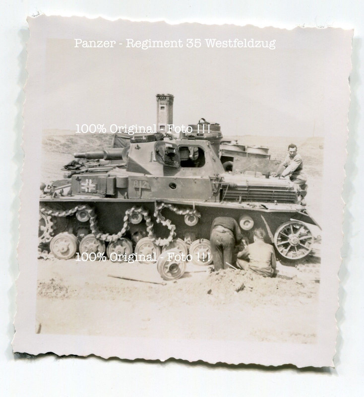 Foto Panzer Rgt. 35 Frankreich deutscher Panzer Einschüsse Turmn