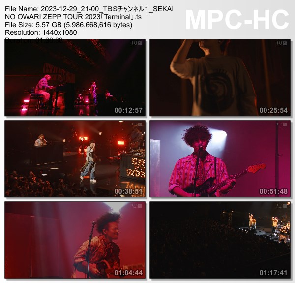 [TV-Variety] SEKAI NO OWARI ZEPP TOUR 2023「Terminal」(TBS Channel 1 2023.12.29)