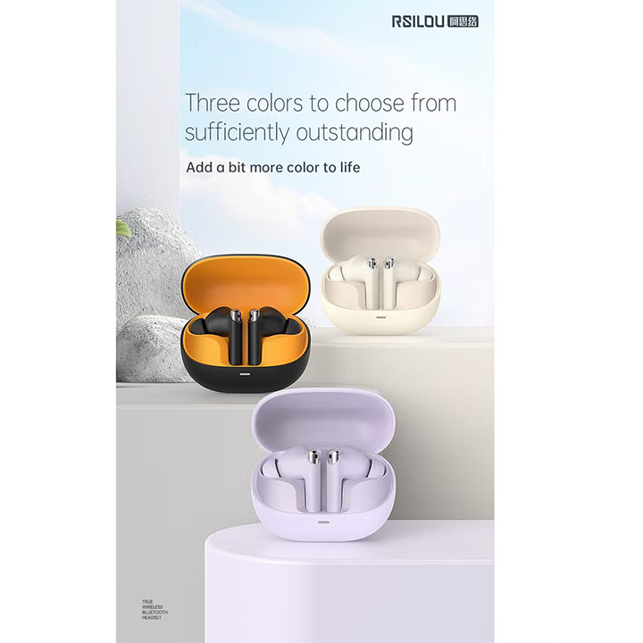 سماعات Rsilou R3008 (TW04) لاسلكية - صوت مخصص - بطارية 26 ساعة - بلوتوث 5.3 - أسود - 5