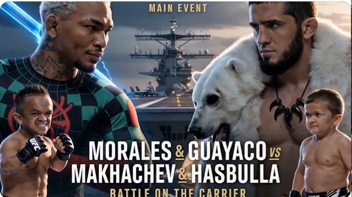 AI видео показва как Хасбула прави дебют в UFC на руски военен кораб