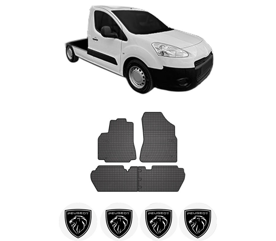 Set covorase presuri PEUGEOT PARTNER Platform/Chassis din 2009-2015, auto, din cauciuc thermoplastic, 4 Stickere auto cu PEUGEOT