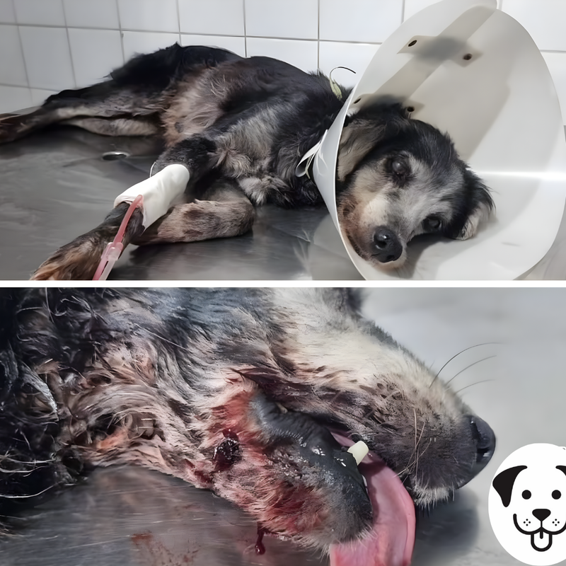 Nina - stray dog with injured mouth