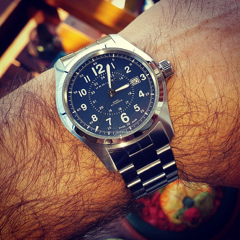 Hamilton Khaki Field Auto 42 mm 100M Blue Dial Bracelet #H706051