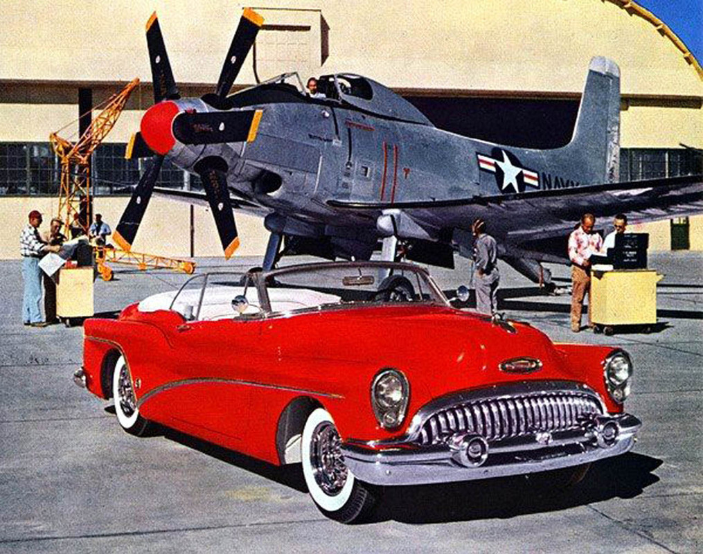 Douglas XA2D Skyshark & Buick car