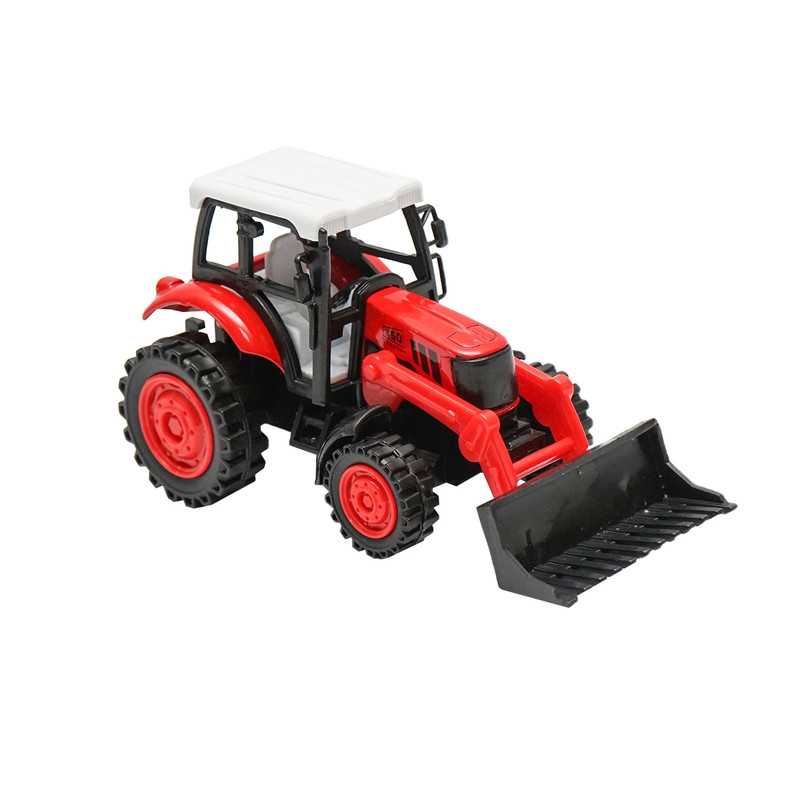Tractor agricol de jucarie pentru copii, cu incarcator frontal, plastic durabil, OFF-ROAD VEHICLE, Culoare Rosu, 12cm