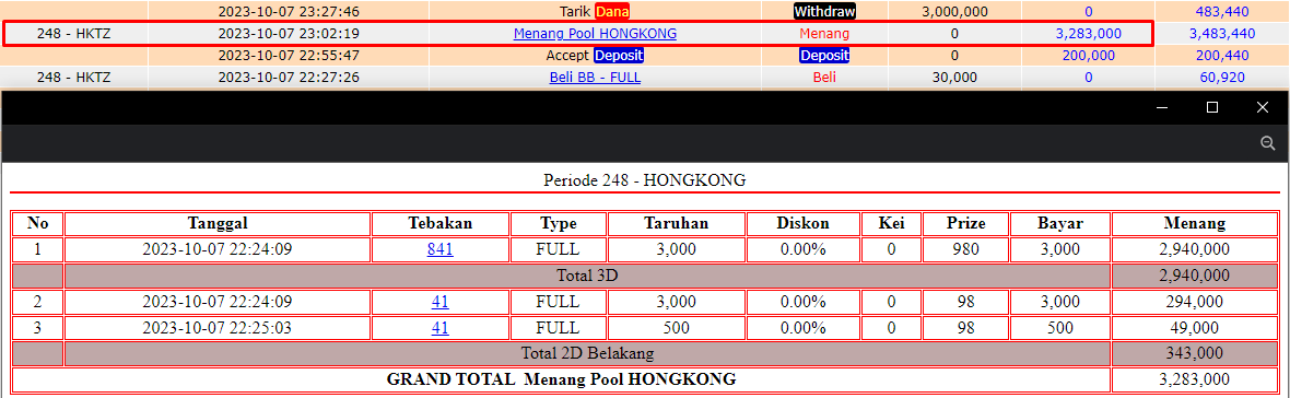 Bukti JP togel hari ini