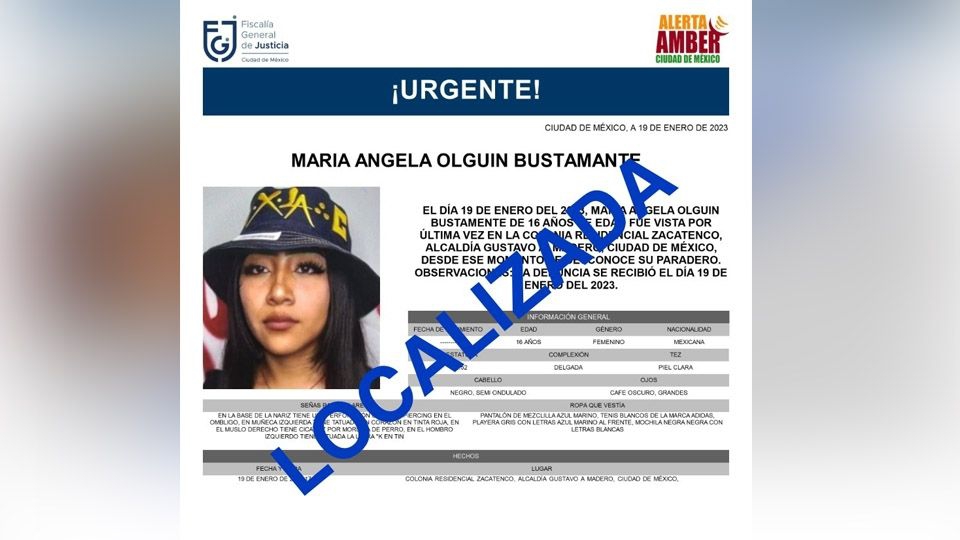 A tres días de su desaparición, localizan sana y salva a María Ángela en CDMX