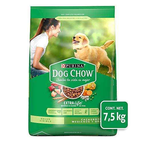 Amazon: Dog Chow Cachorros Razas Medianas y Grandes 7.5 Kg 
