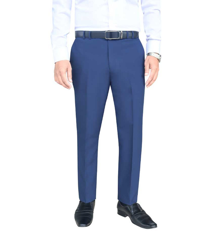 Men’s Trouser Formal Slim Fit Plain Front Cross Pocket Color: 886 (BLUE)EW