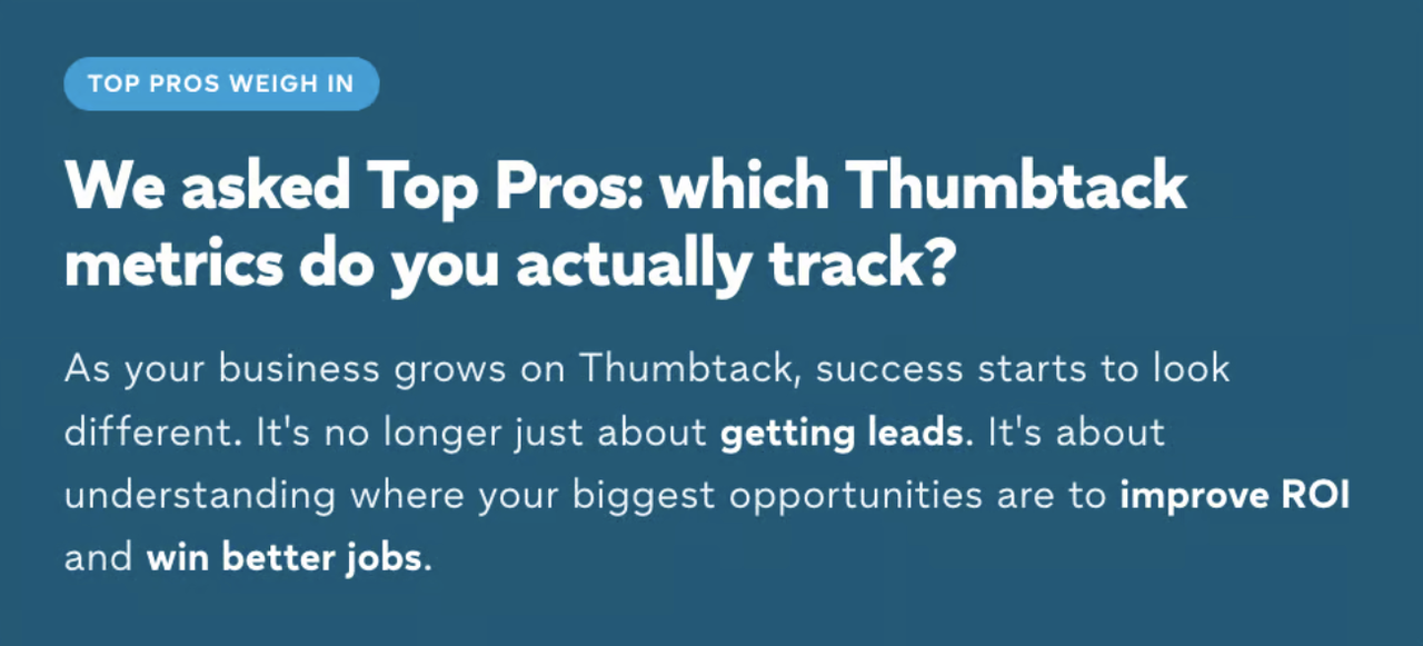We asked top Pros which Thumbtack metrics do you actually track