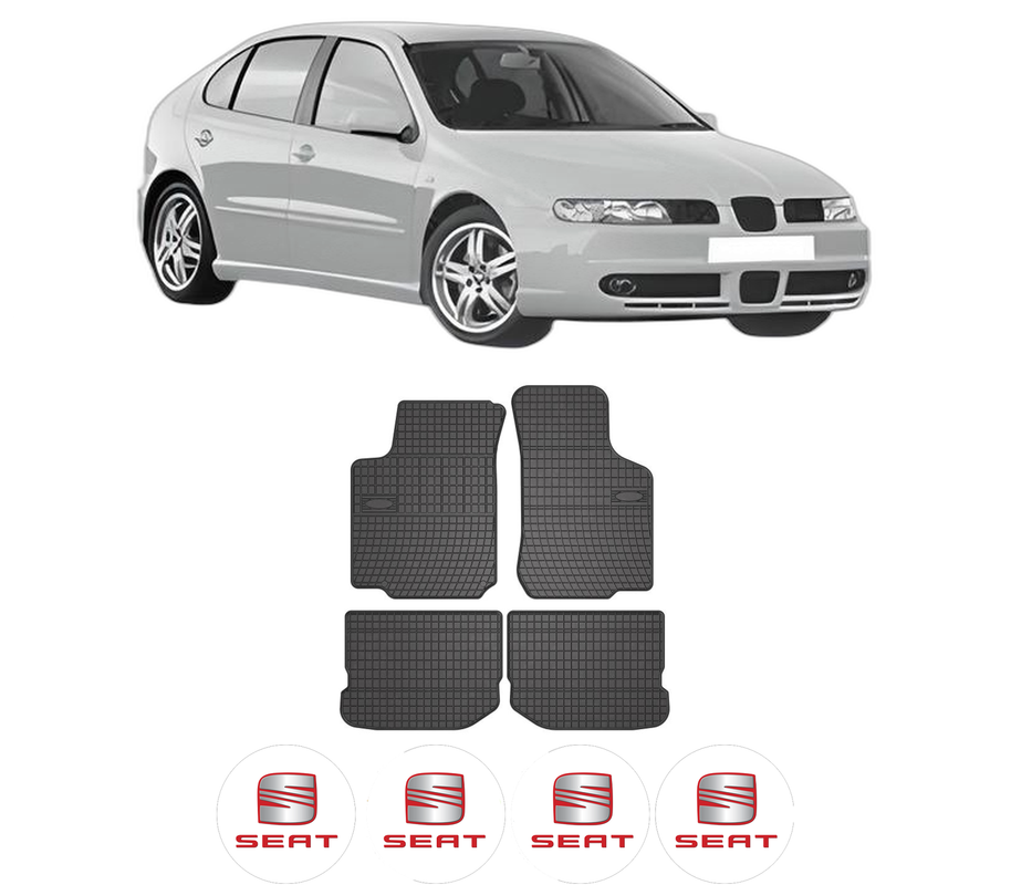 Set covorase presuri SEAT LEON | 1M din 2006-2016, auto, din cauciuc thermoplastic, 4 Stickere auto cu SEAT