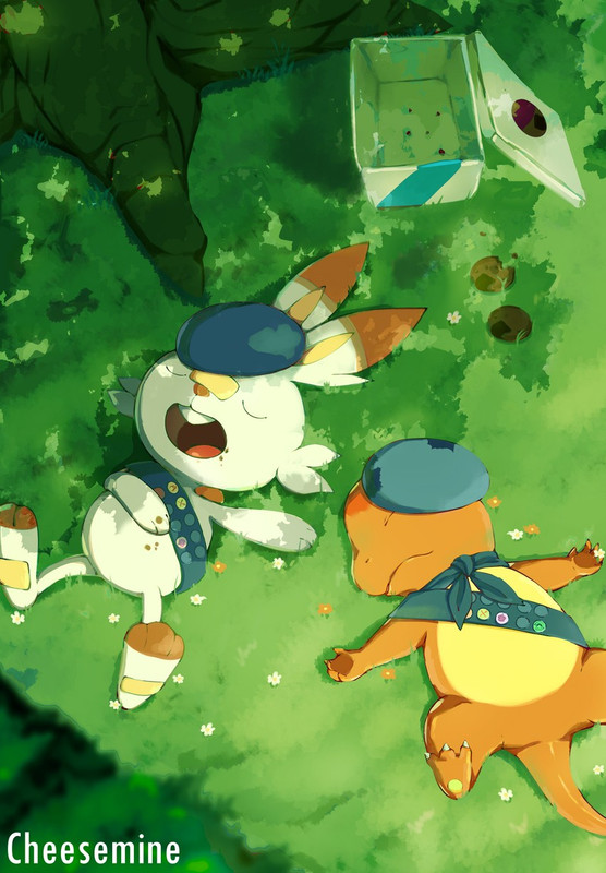 scorbunny-and-charmander-pokemon-drawn-b