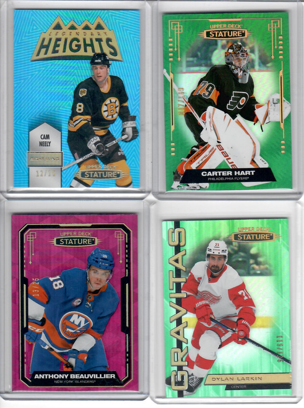 2021-22 Upper Deck Stature Cam Neely #d15, Beauvillier #d25, Larkin #d125, Hart #d149