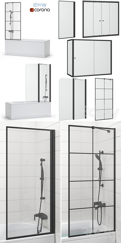 Bath screens and bathtubs Radaway and Ravak set 134