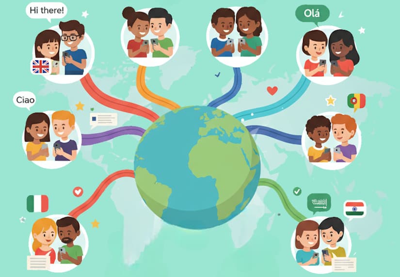 Picture of a globe surrounded by many people symbolizing the international Wattpad promotion service supporting stories in any language including English, Spanish, Portuguese, French, Italian and many more to reach global reader communities worldwide