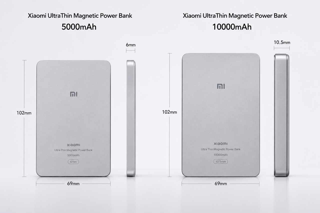 Xiaomi UltraThin 5000mAh vs 10000mAh magnetic power bank comparison