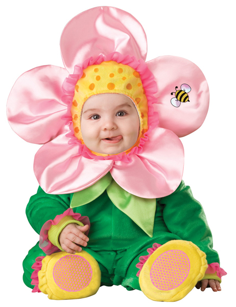 Mascotte fucsia e fiore giallo. Costume da fiore