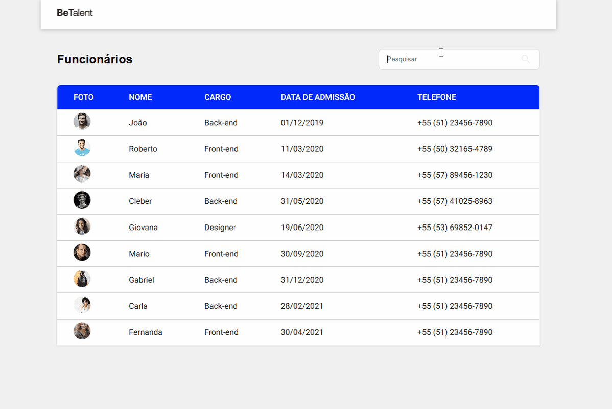 Lista de usuários Full Stack