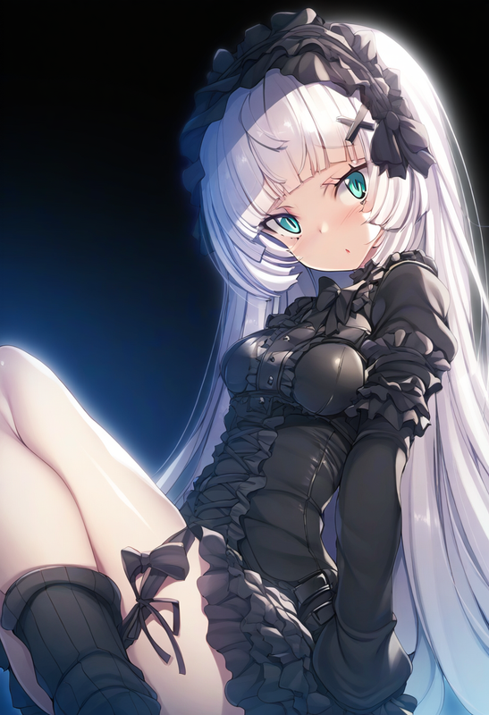 1girl, torisan, aqua eyes, long hair, hime cut, white hair, {short bangs}, old,  s-1465325746