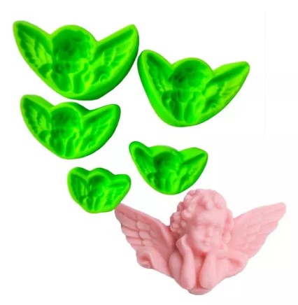 Molde Flexible angel querubín para fondant y decoración de tortas