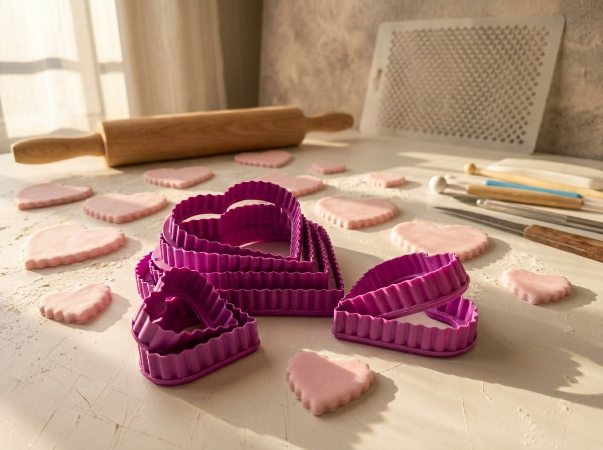 Set Cortador de Corazón Rizado Para Galletas 
