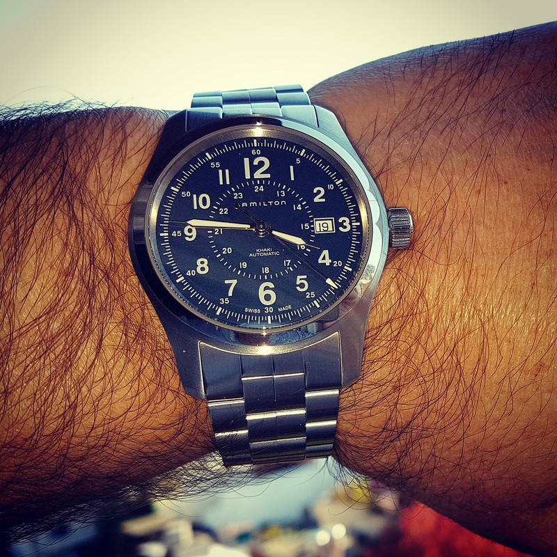 Hamilton Khaki Field Auto 42 mm 100M Blue Dial Bracelet #H70605143 (2)