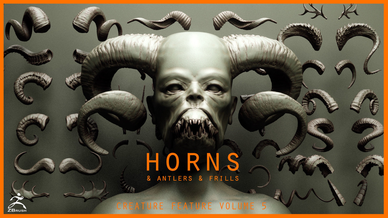 horns 60 part imm and vdm brush 3d model obj mtl fbx ztl zbp