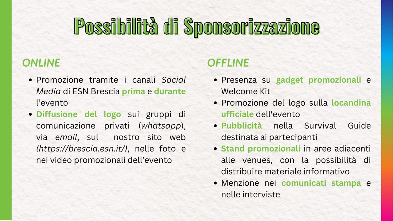 Possibilità di sponsorizzazione