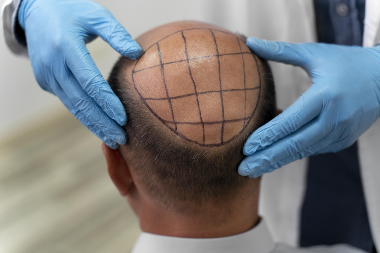 male going through follicular unit extraction process (2)
