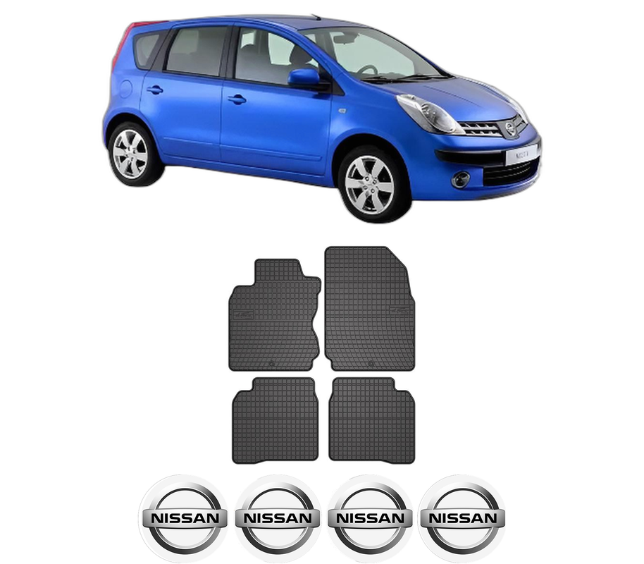 Set covorase presuri NISSAN NOTE (E11, NE11) din 2006-2013, auto, din cauciuc thermoplastic, 4 Stickere auto cu NISSAN