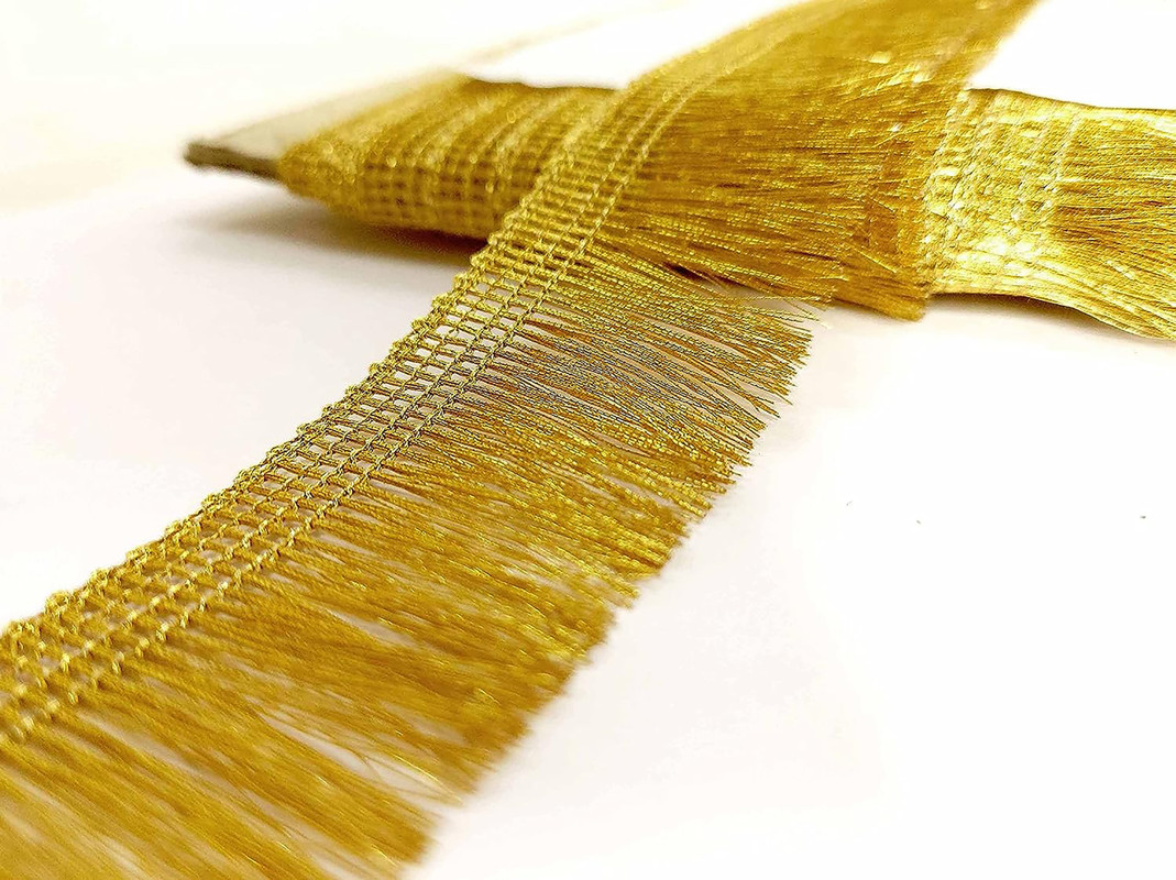 Zari Jhalar Fringe Border Lace Embellishment Crafts Lehenga Dupatta Decor 9 Yard - Picture 7 of 13