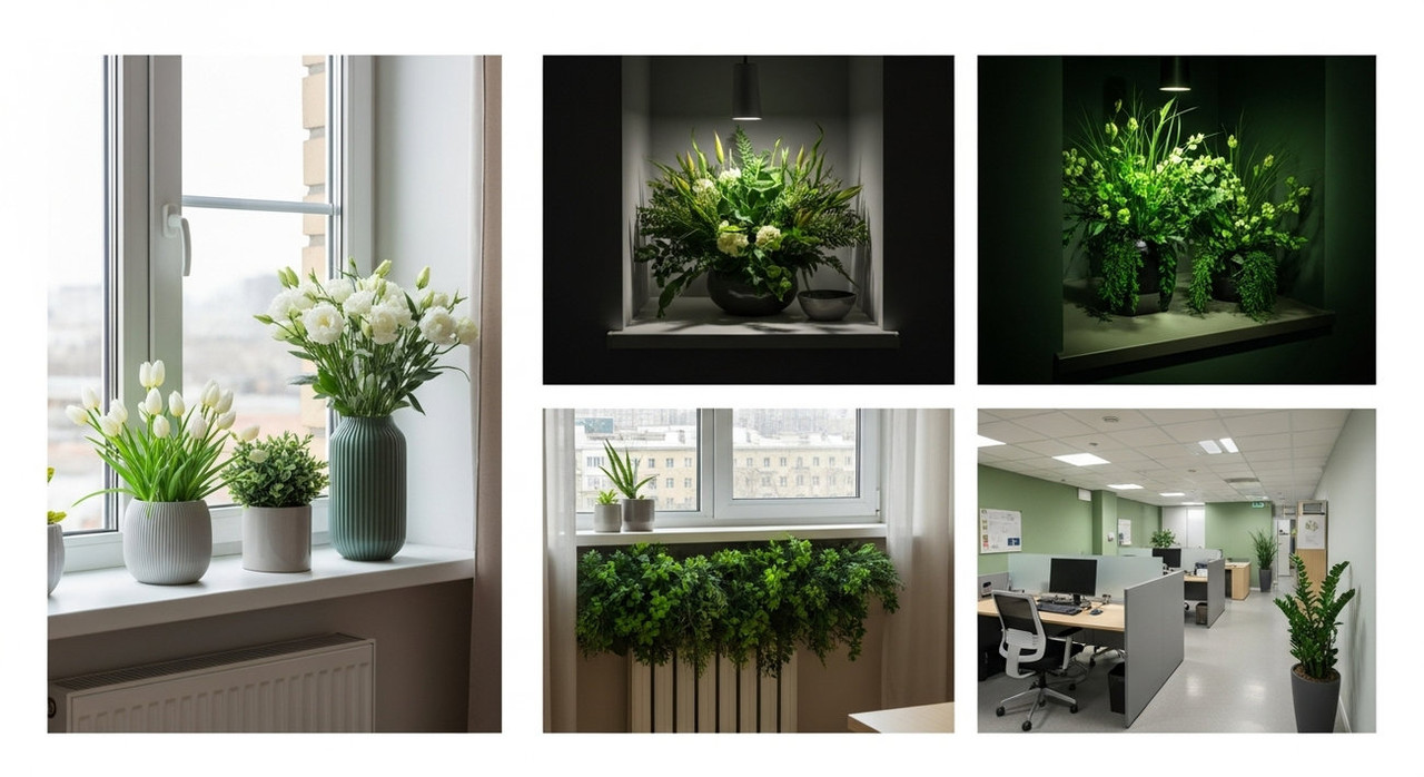 Искусственные цветы в интерьере дома и офиса