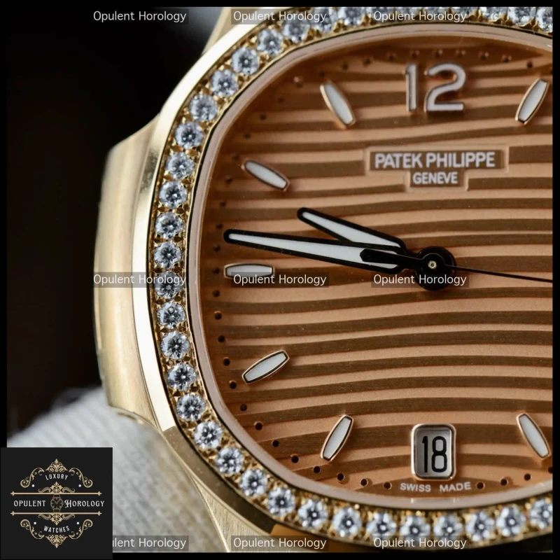 Patek Philippe Nautilus 7118 Diamond Replica 35mm Gold Plated Automatic Caliber 324 S C