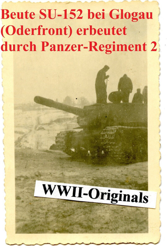Foto Beute-Sturmgeschütz SU-152 Panzer-Regiment 2 Berlin 1945 Oderfront Endkampf