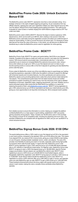 Bet And You Promo Code Free Bet BOX777 130 Bet Promo