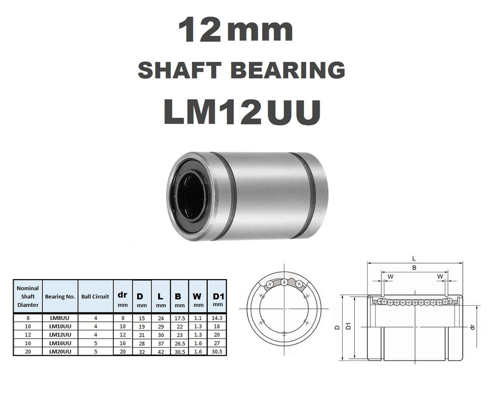 LM12UU 12mm Linear shaft bar Rail slide Bearing 3D Printer CNC machine