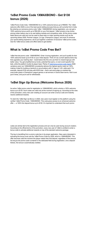 1x Bet Malaysia Promo Code 1XMAXBONO Bonus 130