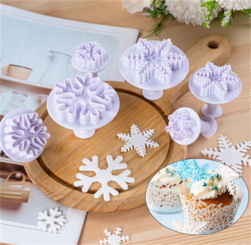 Set 6 Pzas Copo De Nieve Para Pasta Tortas Galletas Fondant