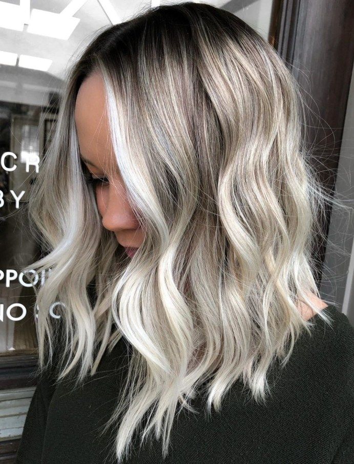 Platinum Blonde Bayalage on Black Hair